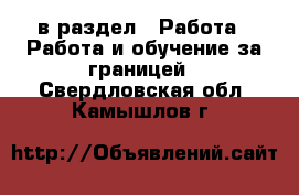  в раздел : Работа » Работа и обучение за границей . Свердловская обл.,Камышлов г.